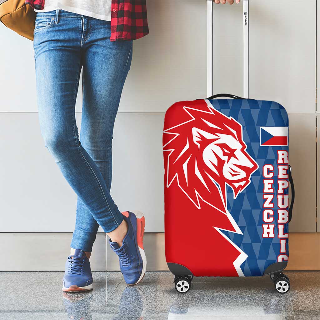 Czech Republic Luggage Cover with Red Blue Modern Lion Design and Geometric Flag TS04