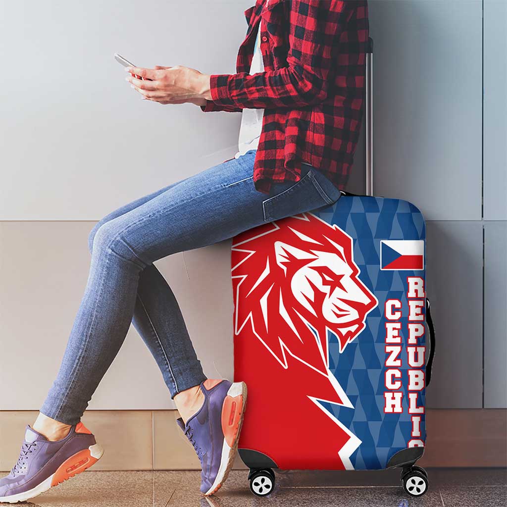 Czech Republic Luggage Cover with Red Blue Modern Lion Design and Geometric Flag TS04