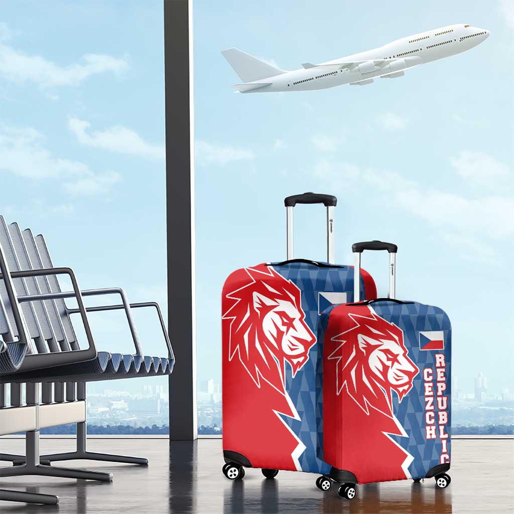 Czech Republic Luggage Cover with Red Blue Modern Lion Design and Geometric Flag TS04