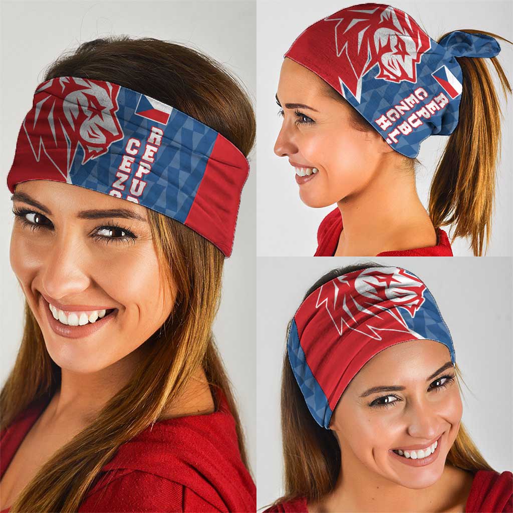 Czech Republic Neck Gaiter with Red Blue Modern Lion Design and Geometric Flag TS04