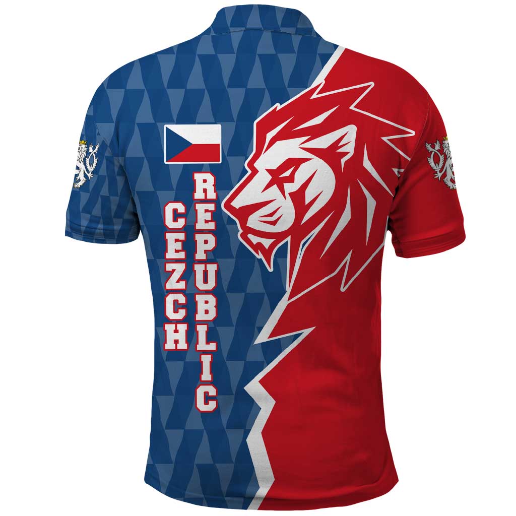 Czech Republic Polo Shirt with Red Blue Modern Lion Design and Geometric Flag TS04