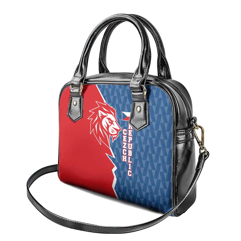 Czech Republic Shoulder Handbag with Red Blue Modern Lion Design and Geometric Flag TS04