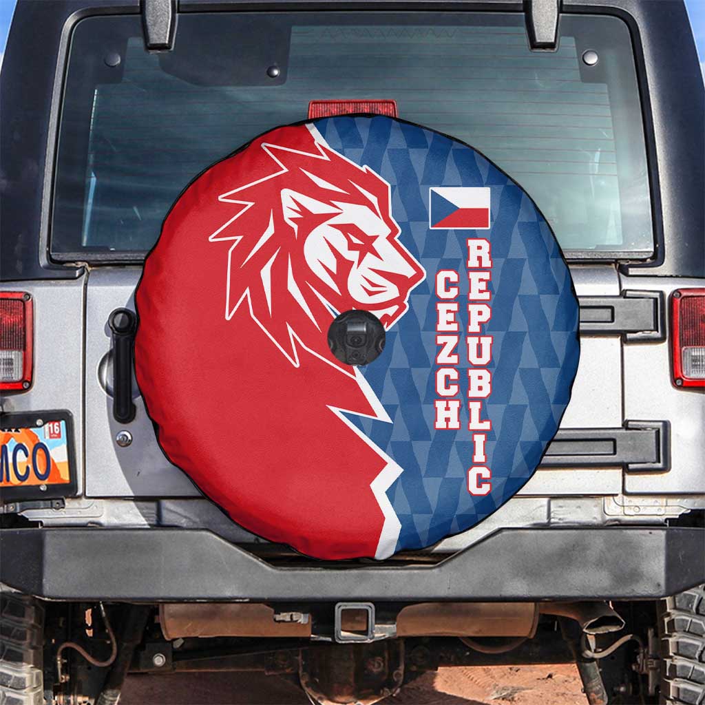 Czech Republic Spare Tire Cover with Red Blue Modern Lion Design and Geometric Flag TS04