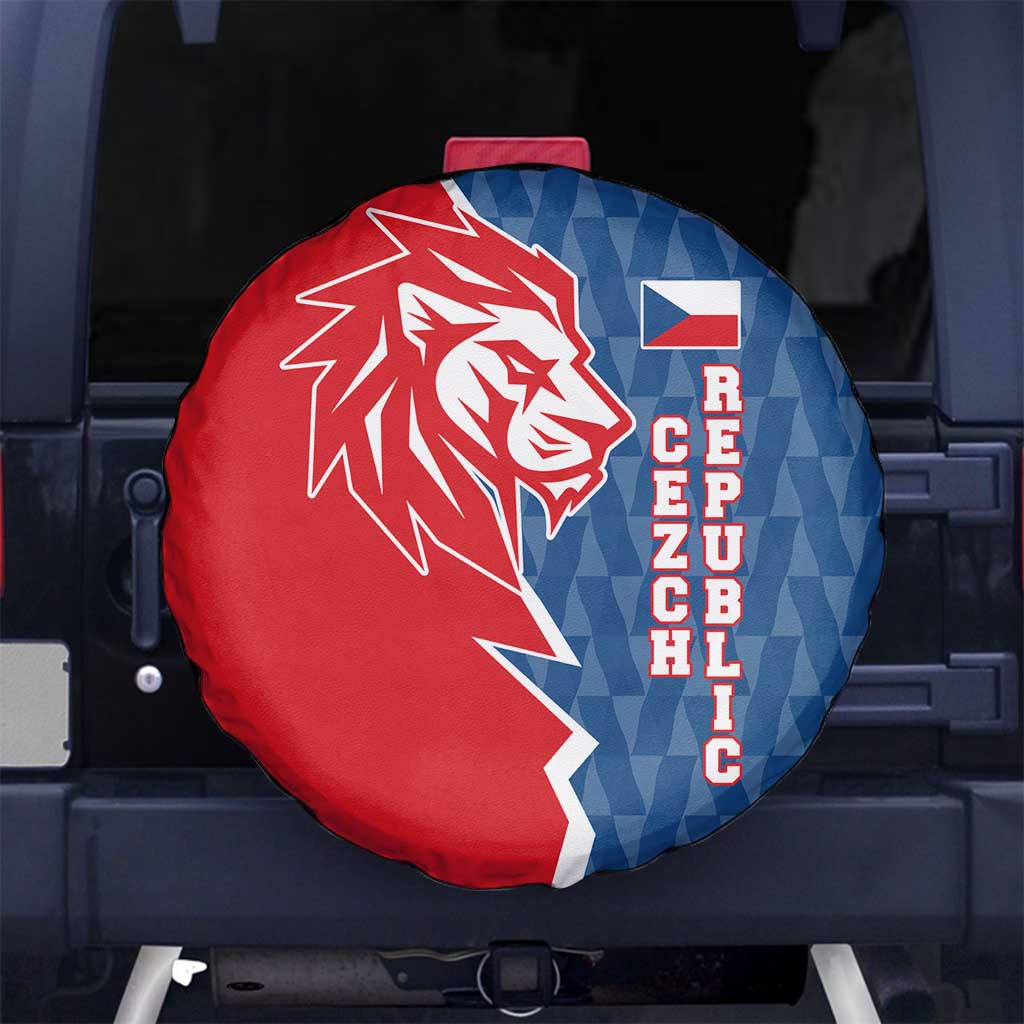 Czech Republic Spare Tire Cover with Red Blue Modern Lion Design and Geometric Flag TS04