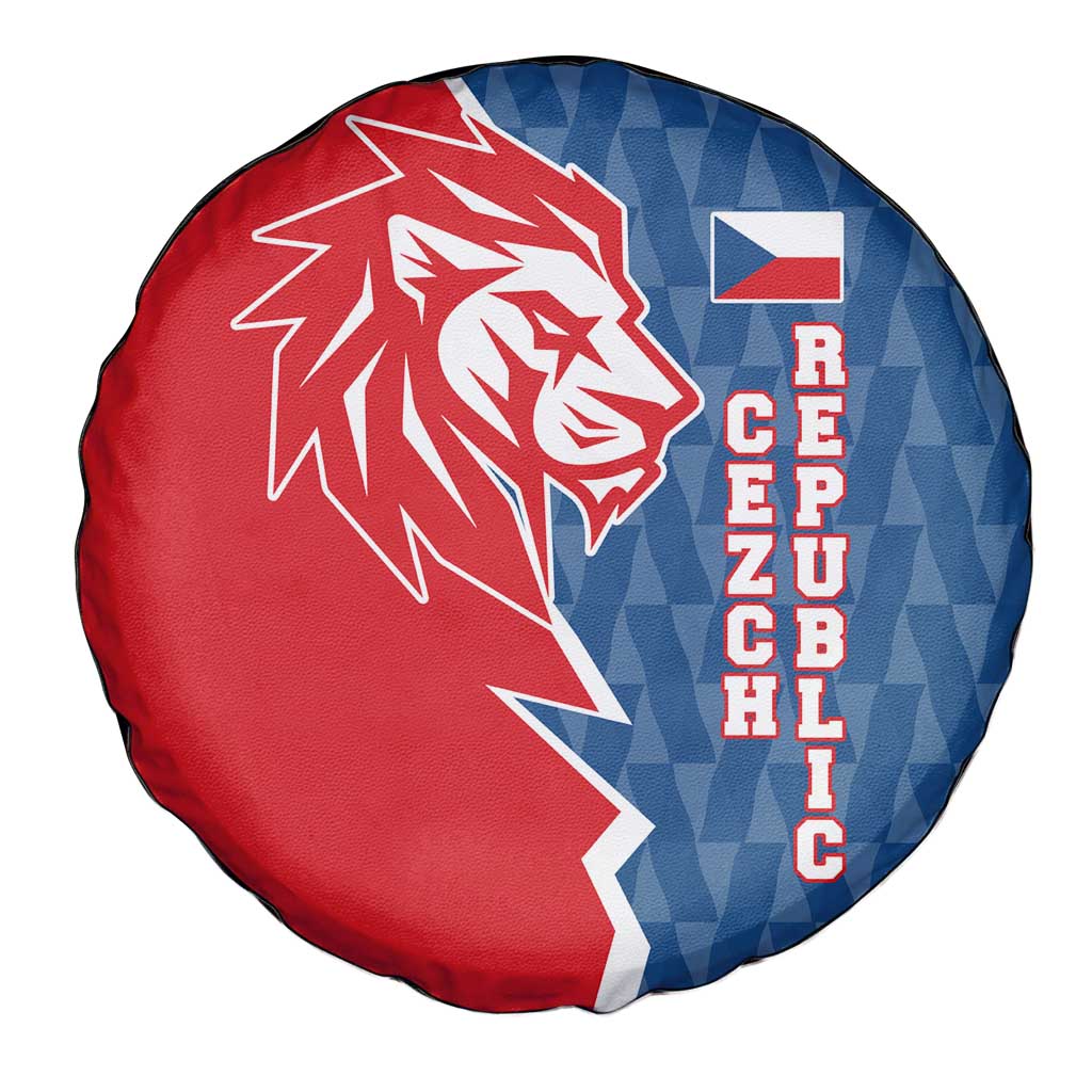 Czech Republic Spare Tire Cover with Red Blue Modern Lion Design and Geometric Flag TS04