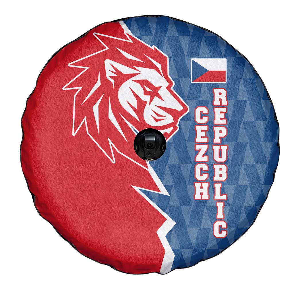 Czech Republic Spare Tire Cover with Red Blue Modern Lion Design and Geometric Flag TS04