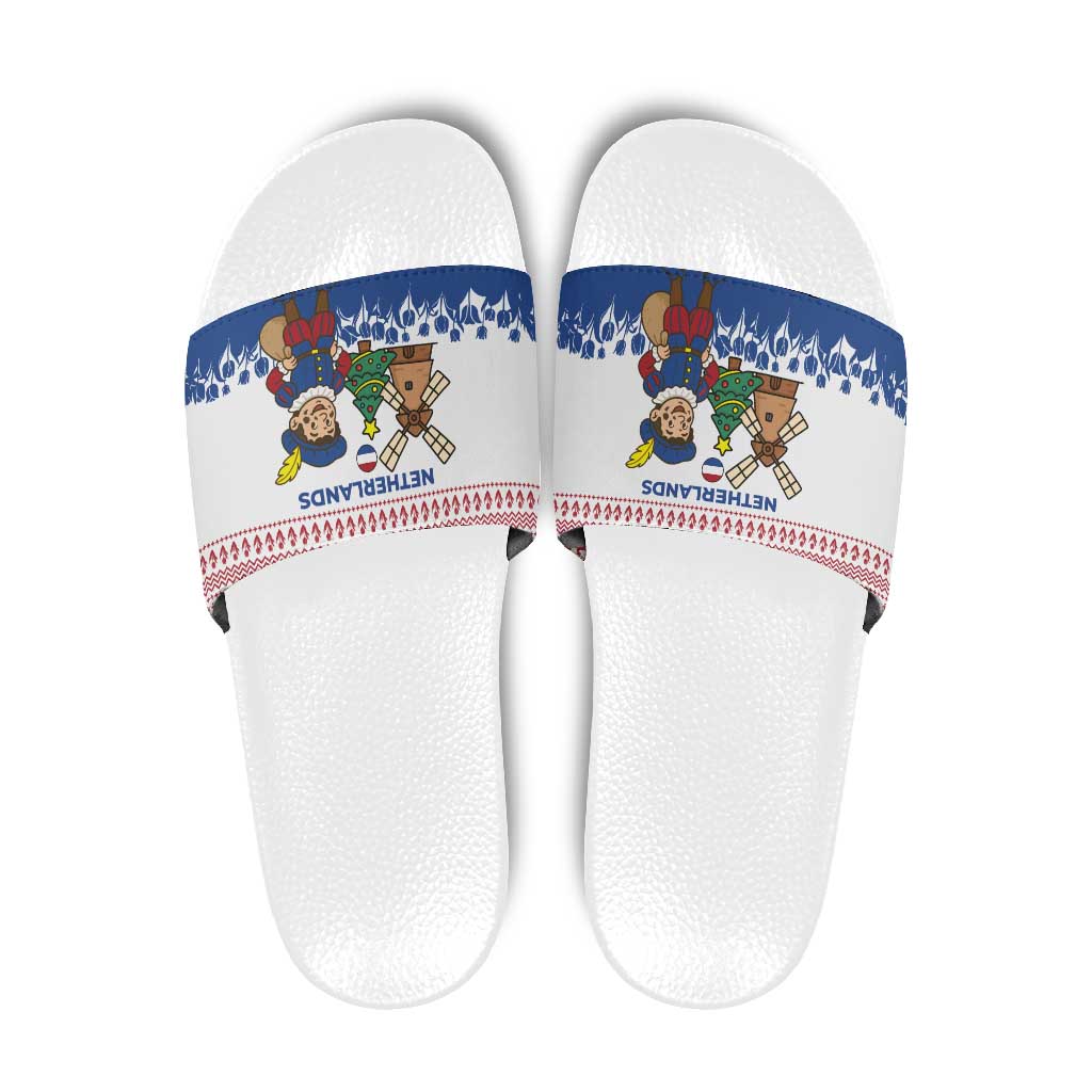 Netherlands Christmas Slide Sandals with Christmas Tree Windmill Piet Character and Tulip Pattern TS04
