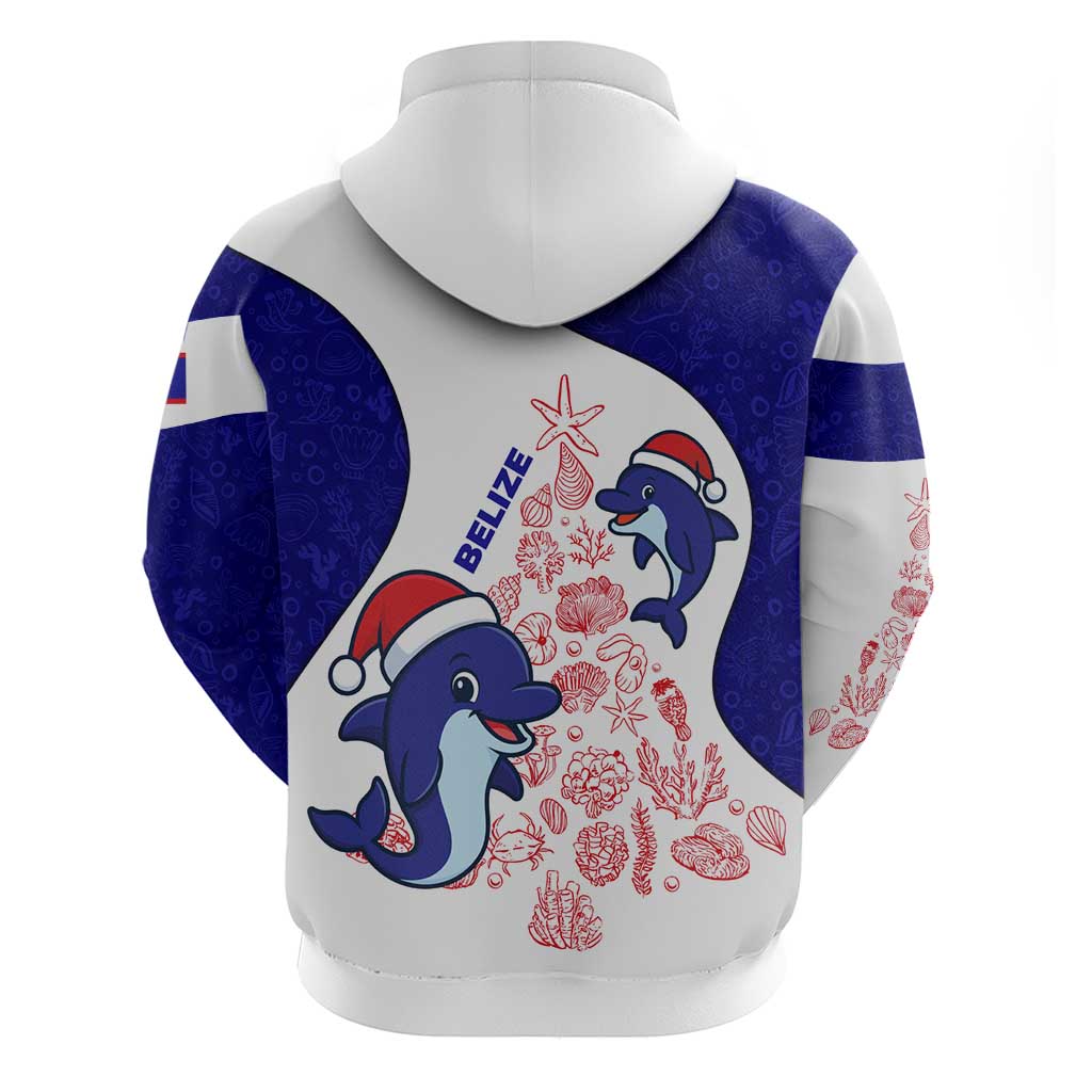 Belize Christmas Hoodie with Santa Dolphins Coral Reef and Ocean Holiday Theme TS04