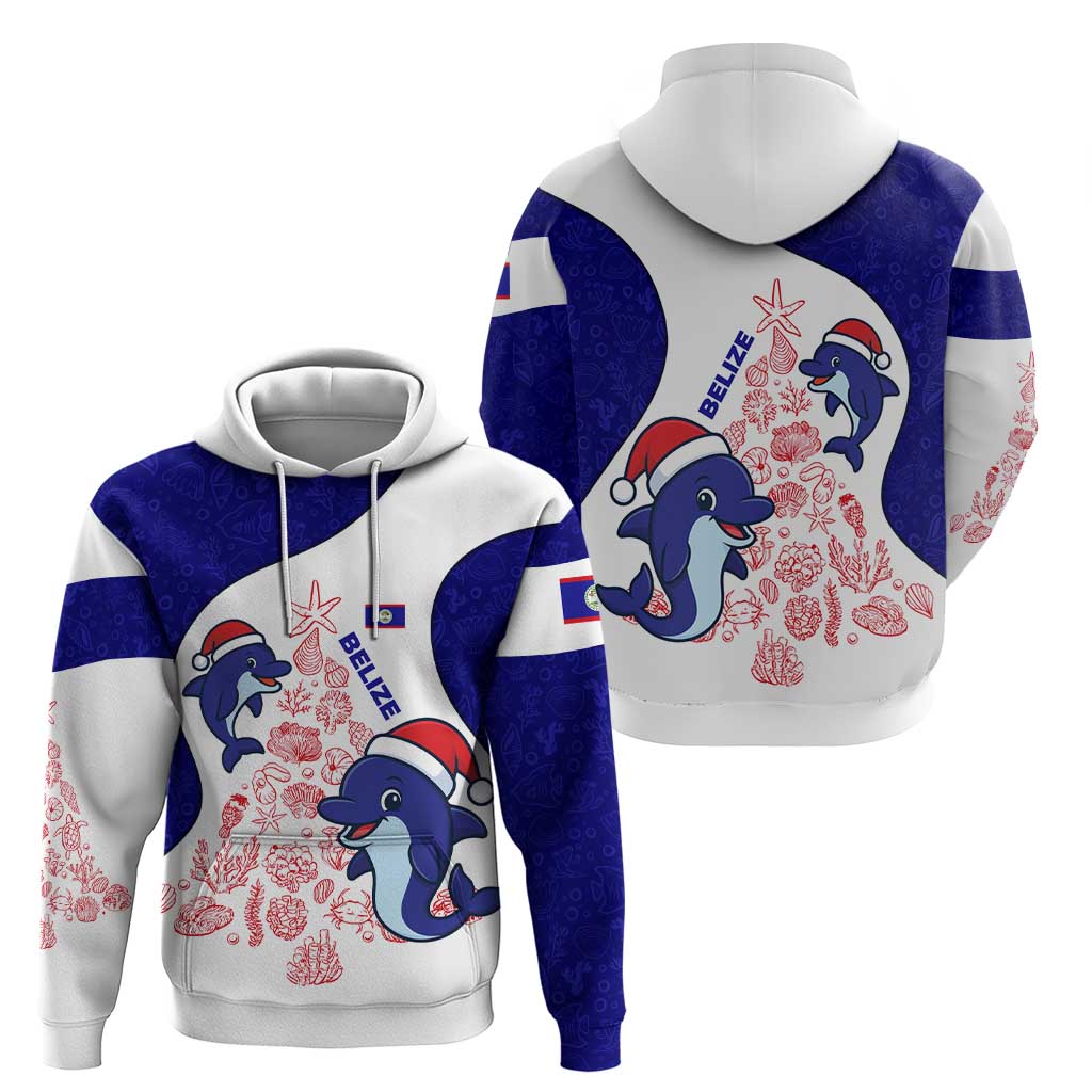 Belize Christmas Hoodie with Santa Dolphins Coral Reef and Ocean Holiday Theme TS04