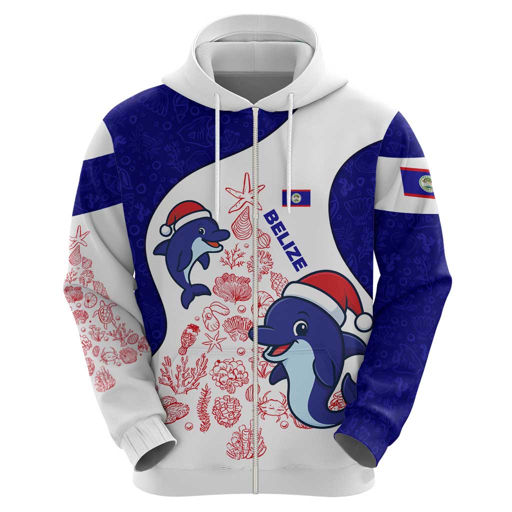 Belize Christmas Hoodie with Santa Dolphins Coral Reef and Ocean Holiday Theme TS04