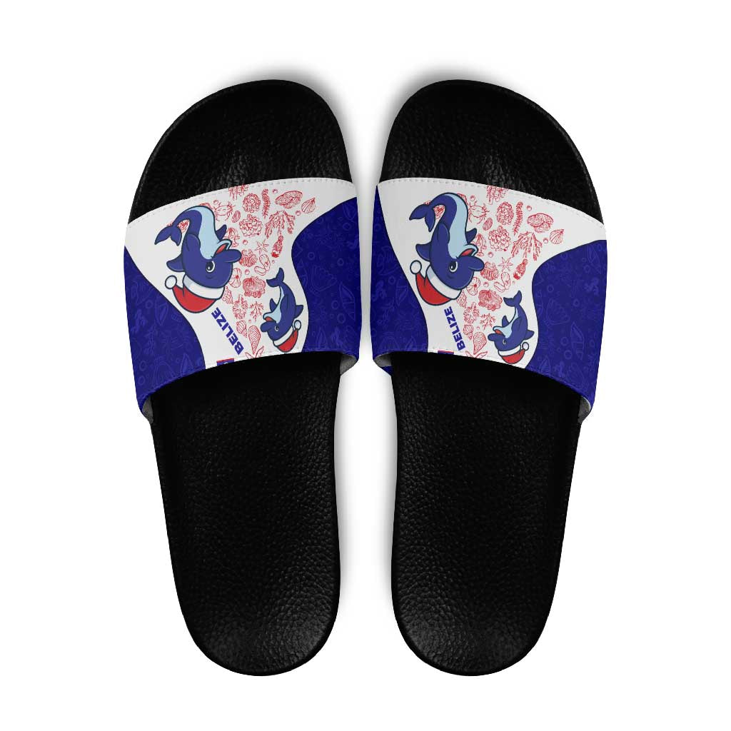 Belize Christmas Slide Sandals with Santa Dolphins Coral Reef and Ocean Holiday Theme TS04