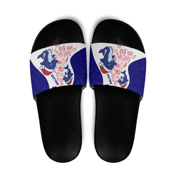 Belize Christmas Slide Sandals with Santa Dolphins Coral Reef and Ocean Holiday Theme TS04