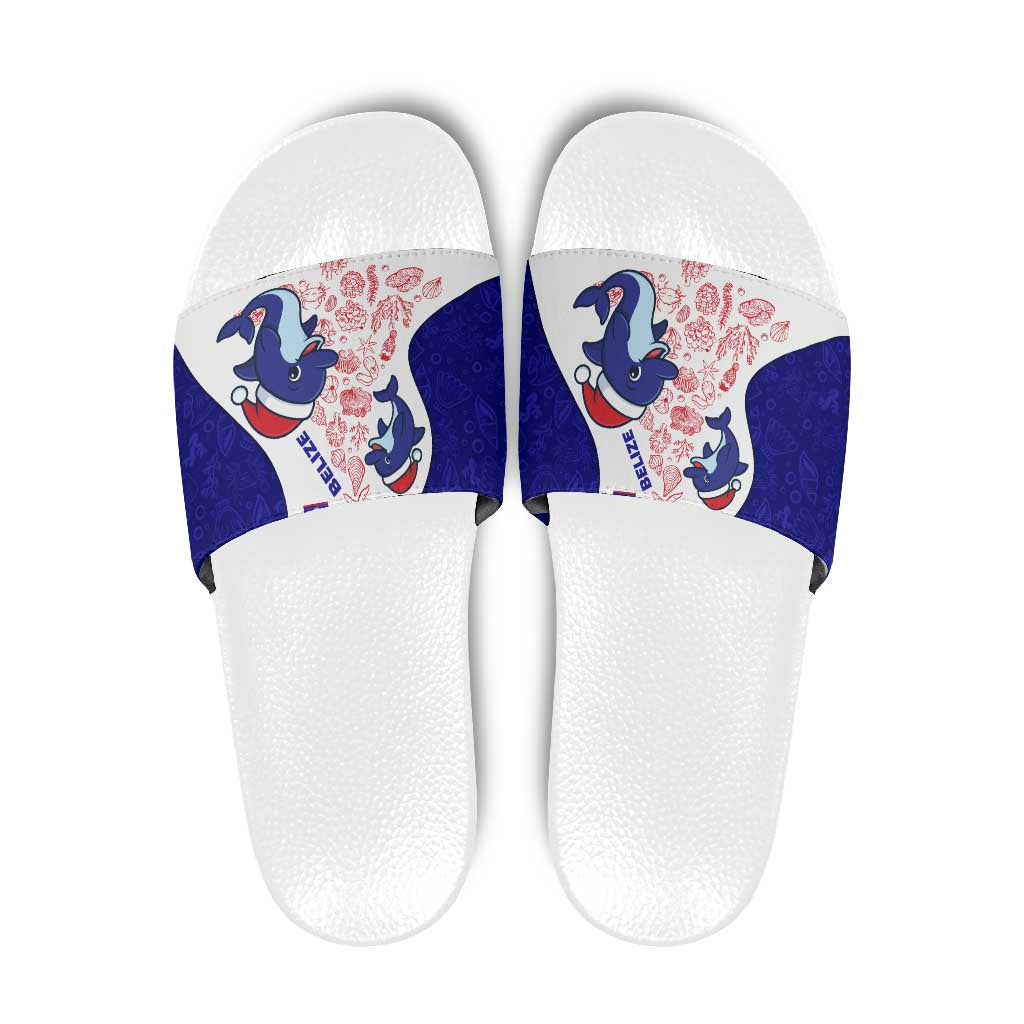 Belize Christmas Slide Sandals with Santa Dolphins Coral Reef and Ocean Holiday Theme TS04
