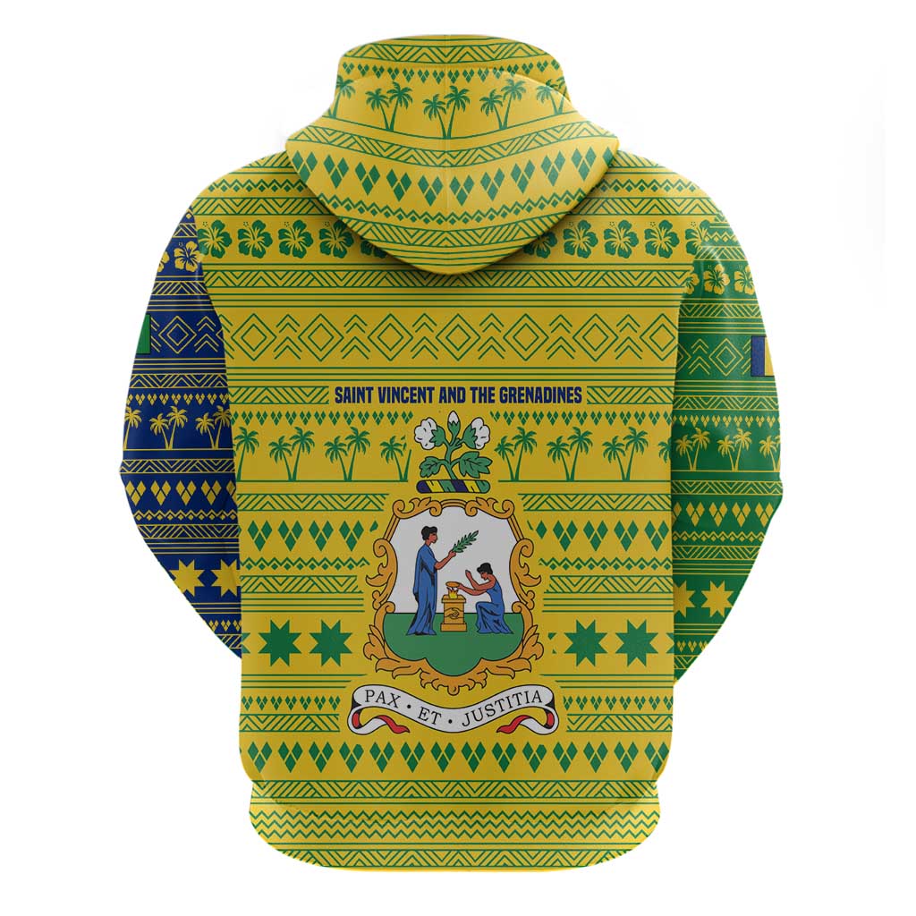 Saint Vincent and the Grenadines Christmas Hoodie with Gingerbread Boy Palm Tree and Traditional Pattern TS04