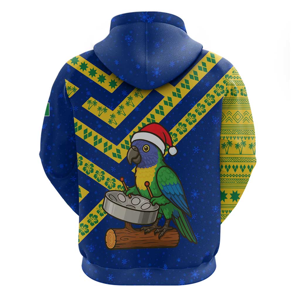 Saint Vincent and the Grenadines Christmas Hoodie with Parrot Playing Steelpan and Tropical Pattern Design TS04