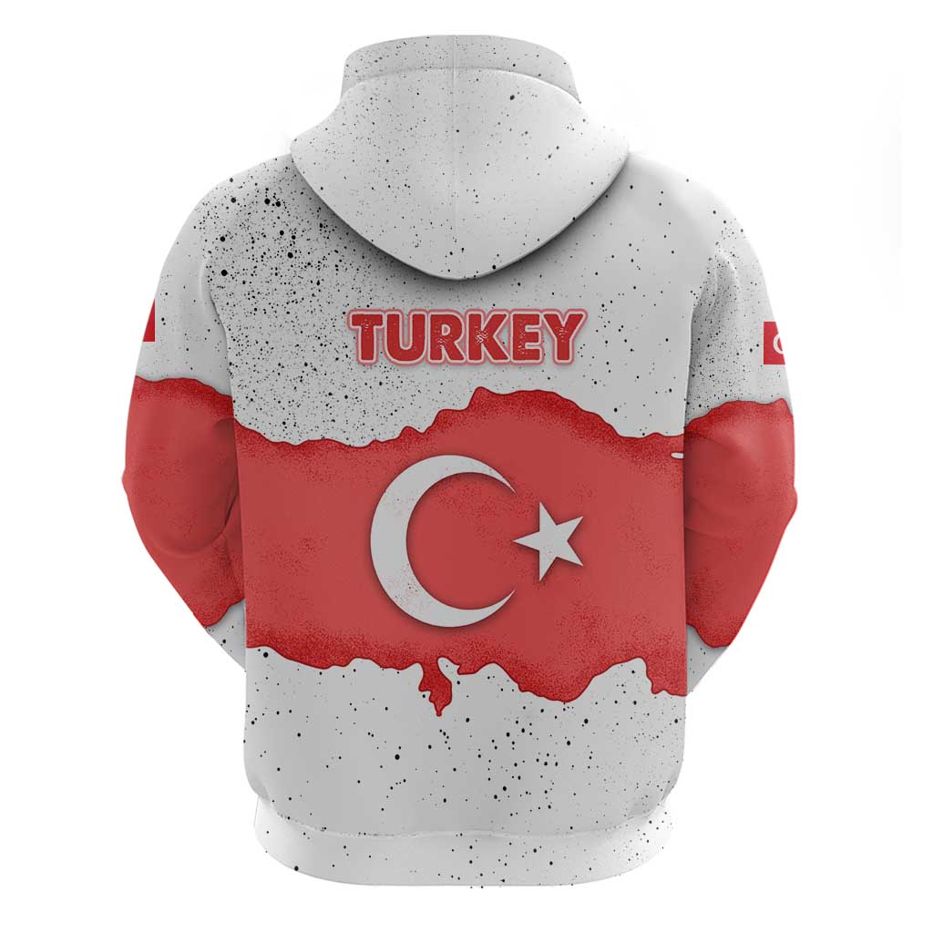 Turkey Flag Map Red and White Hoodie with National Symbol TS04