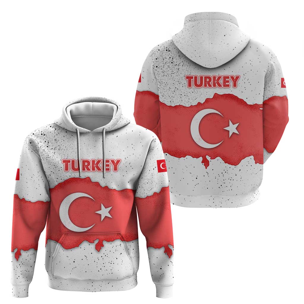 Turkey Flag Map Red and White Hoodie with National Symbol TS04