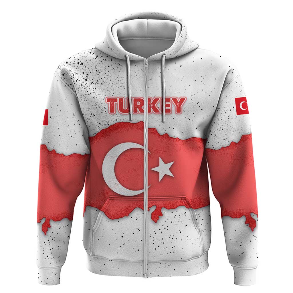 Turkey Flag Map Red and White Hoodie with National Symbol TS04