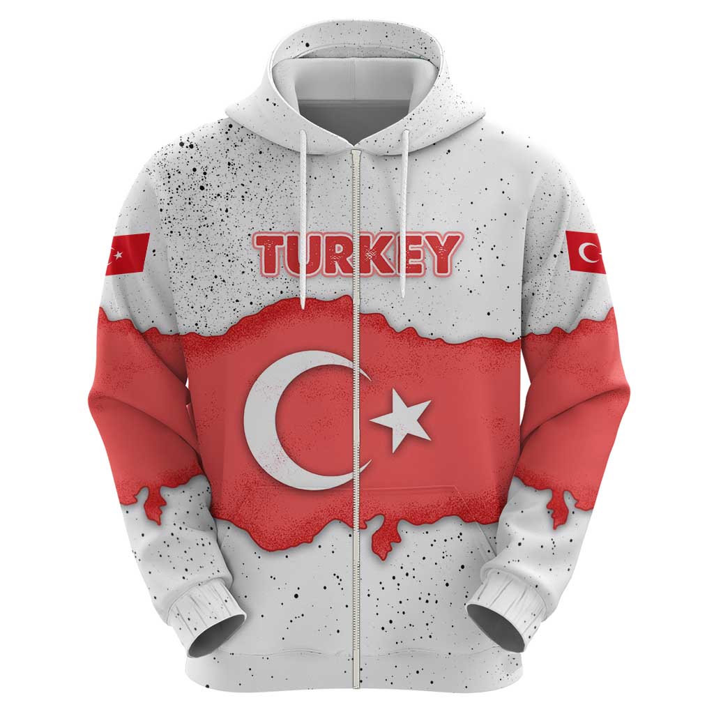 Turkey Flag Map Red and White Hoodie with National Symbol TS04