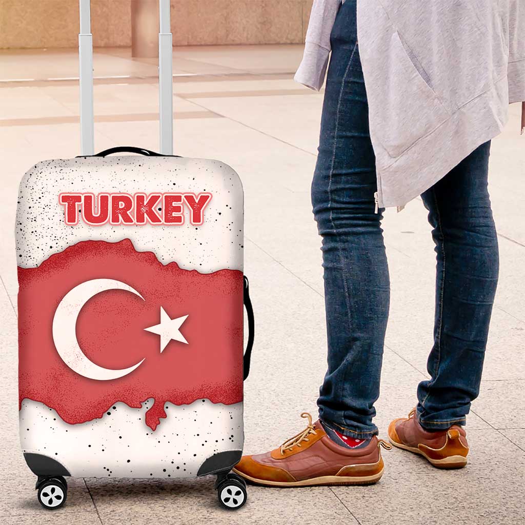 Turkey Flag Map Red and White Luggage Cover with National Symbol TS04