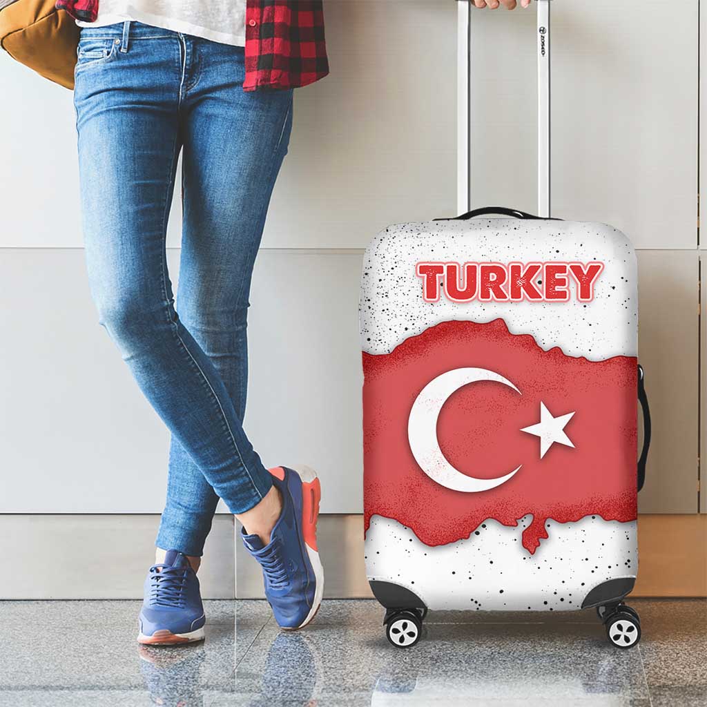 Turkey Flag Map Red and White Luggage Cover with National Symbol TS04
