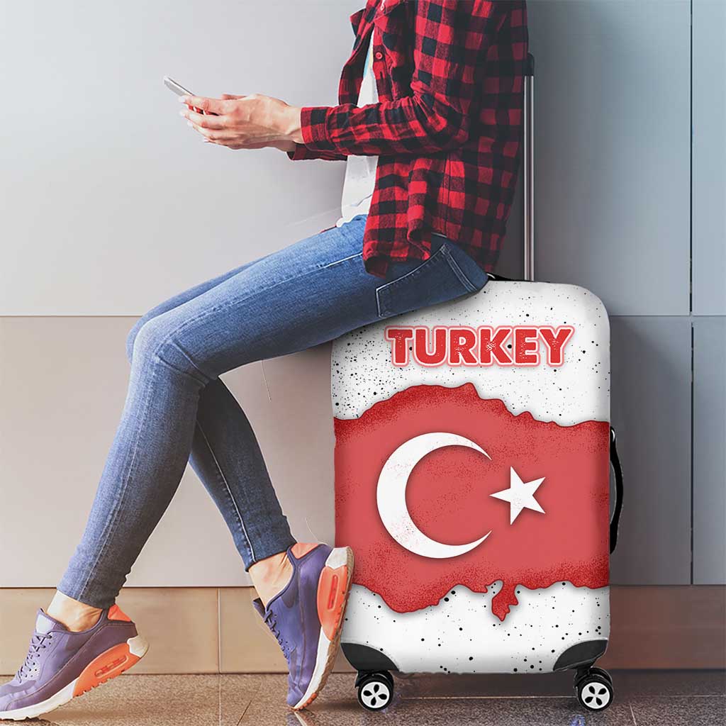 Turkey Flag Map Red and White Luggage Cover with National Symbol TS04