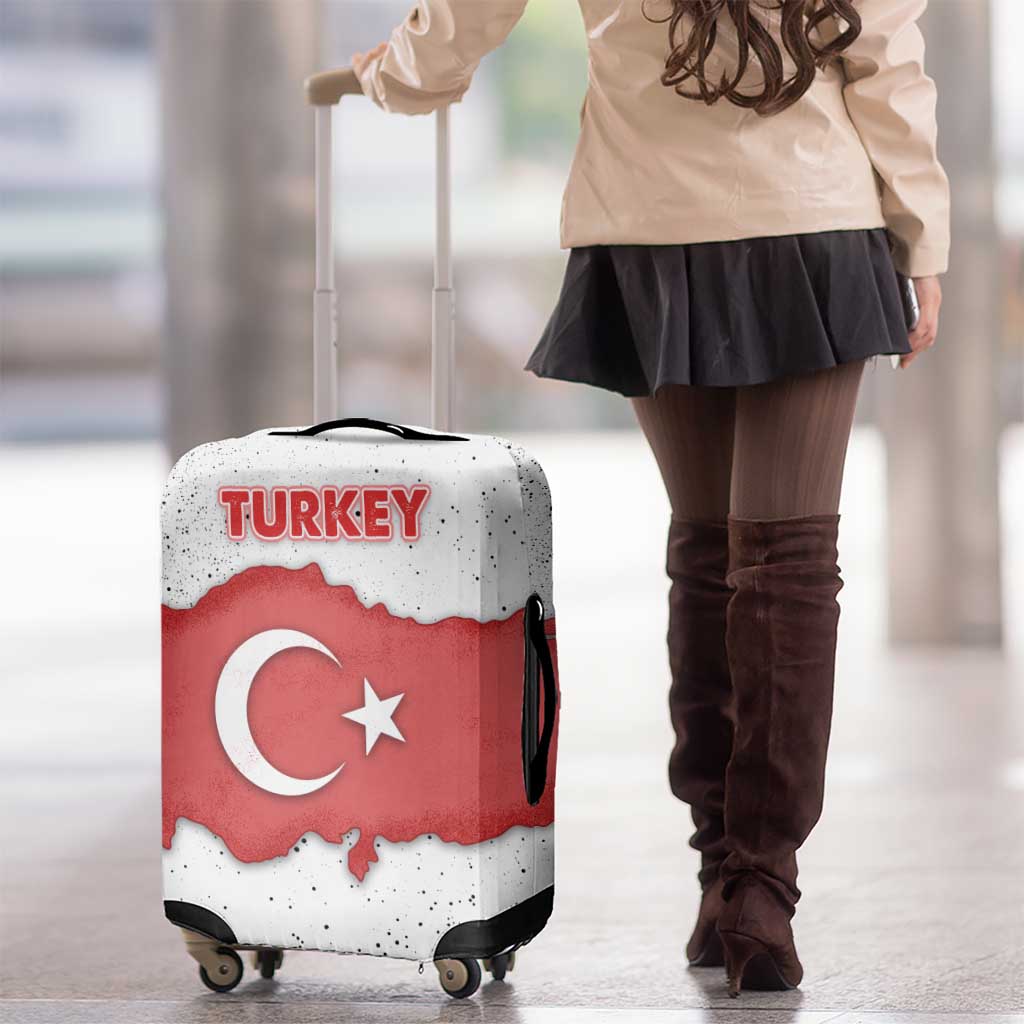 Turkey Flag Map Red and White Luggage Cover with National Symbol TS04