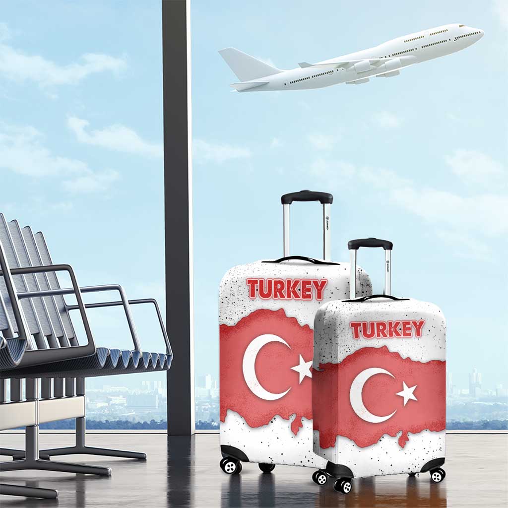 Turkey Flag Map Red and White Luggage Cover with National Symbol TS04
