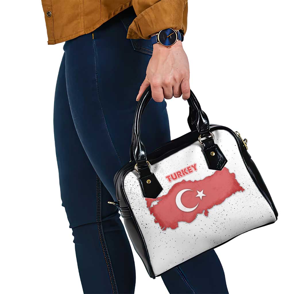 Turkey Flag Map Red and White Shoulder Handbag with National Symbol TS04