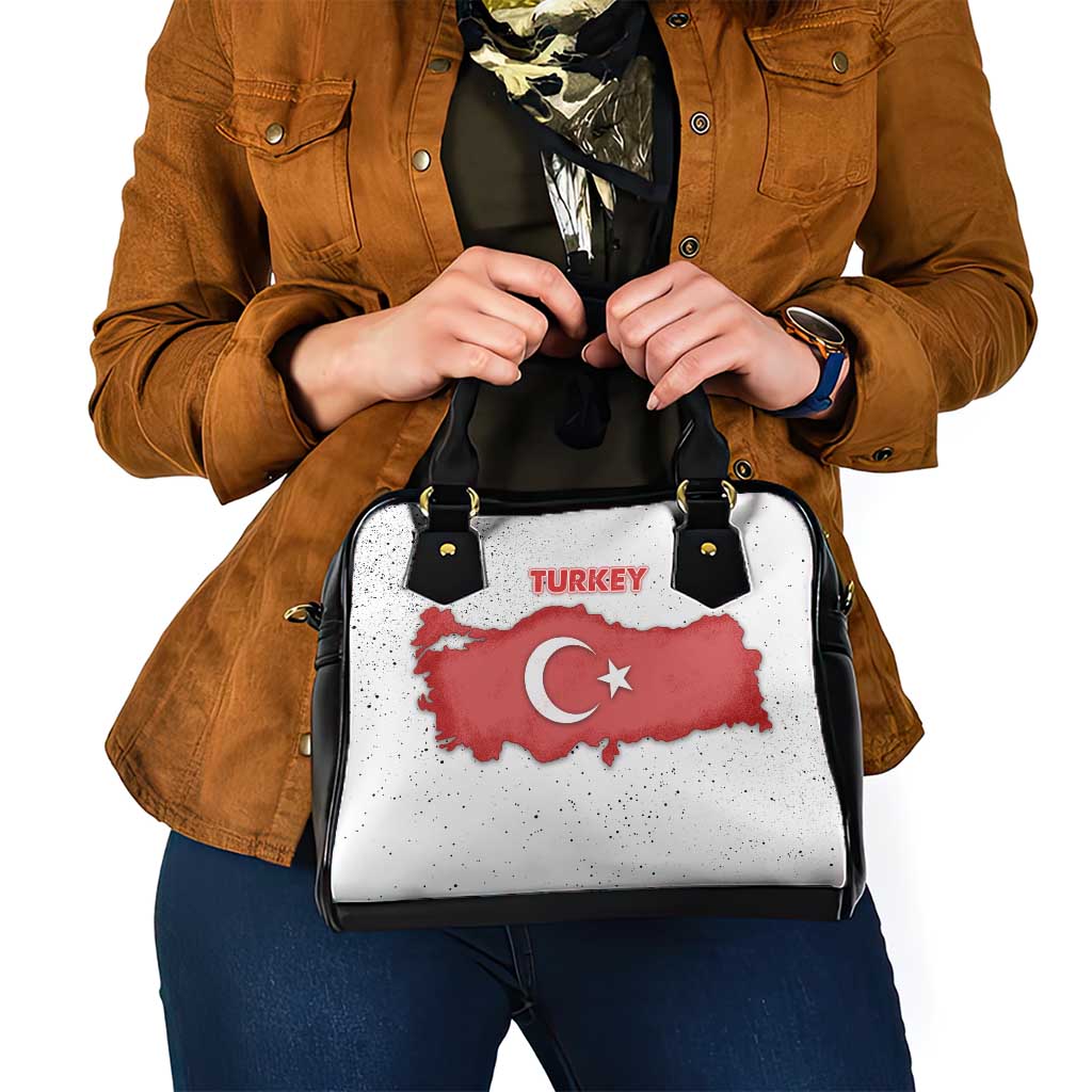 Turkey Flag Map Red and White Shoulder Handbag with National Symbol TS04