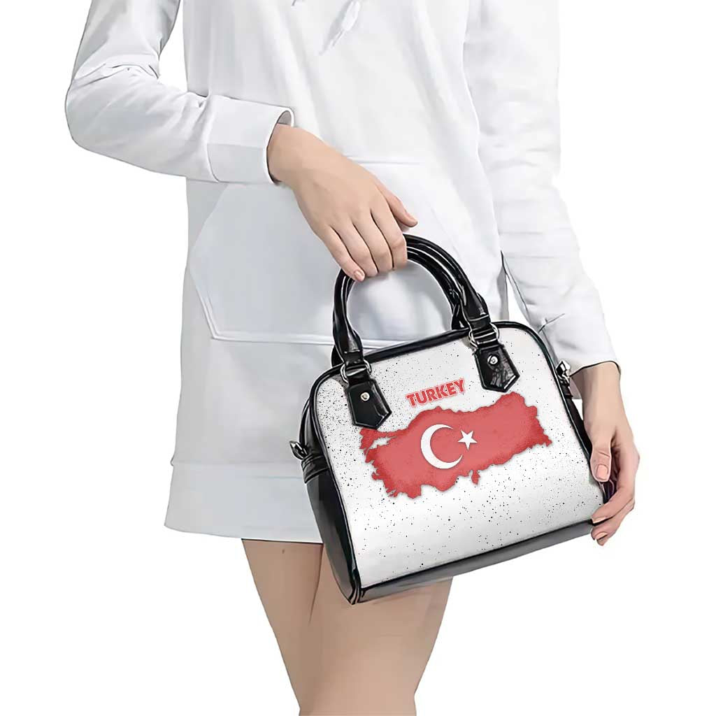 Turkey Flag Map Red and White Shoulder Handbag with National Symbol TS04
