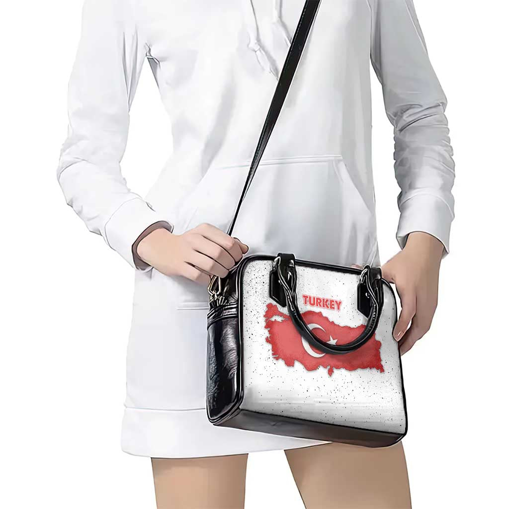 Turkey Flag Map Red and White Shoulder Handbag with National Symbol TS04