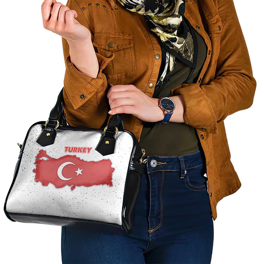 Turkey Flag Map Red and White Shoulder Handbag with National Symbol TS04