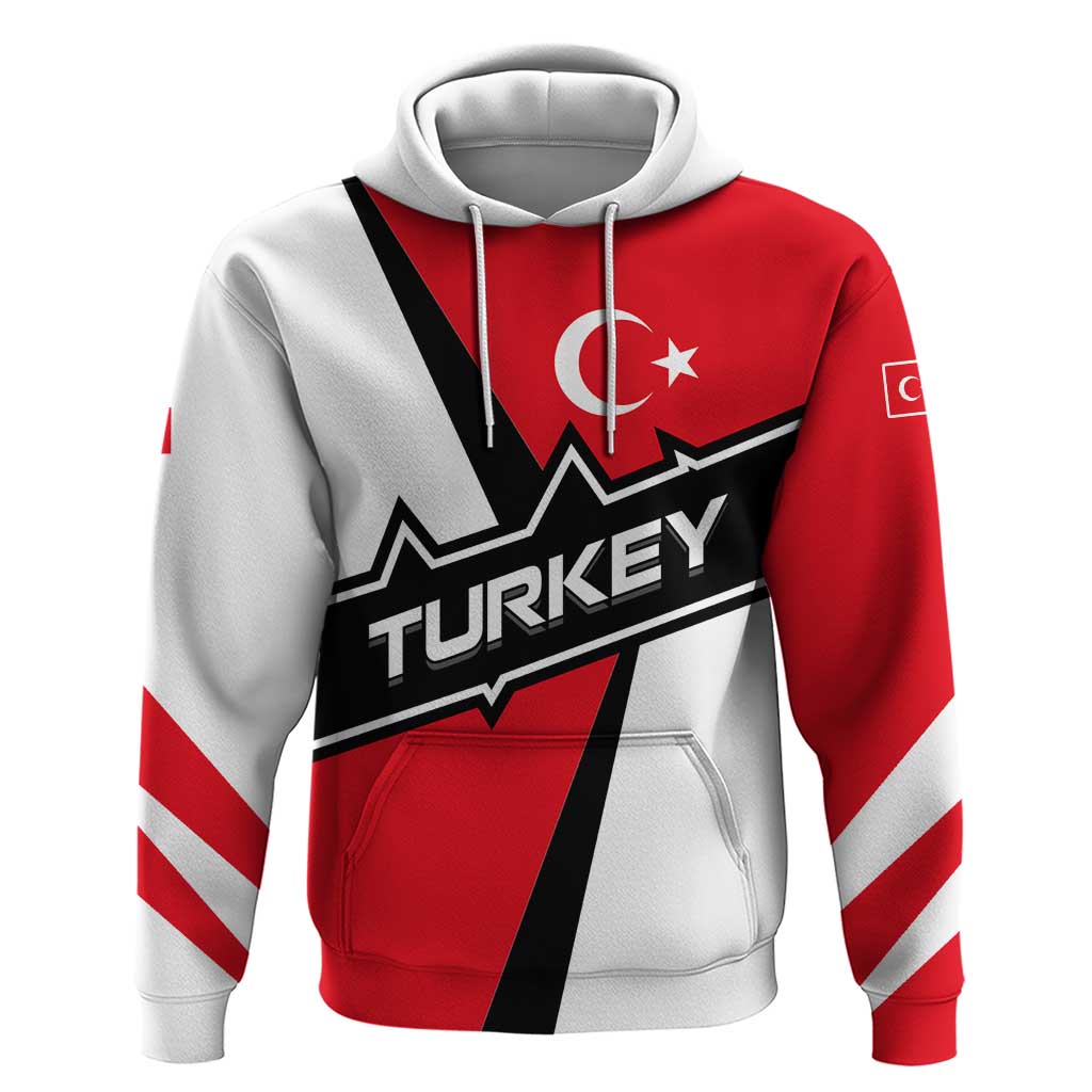 Turkey Flag and Modern Graphic Design Hoodie with Bold Red and Black Elements TS04