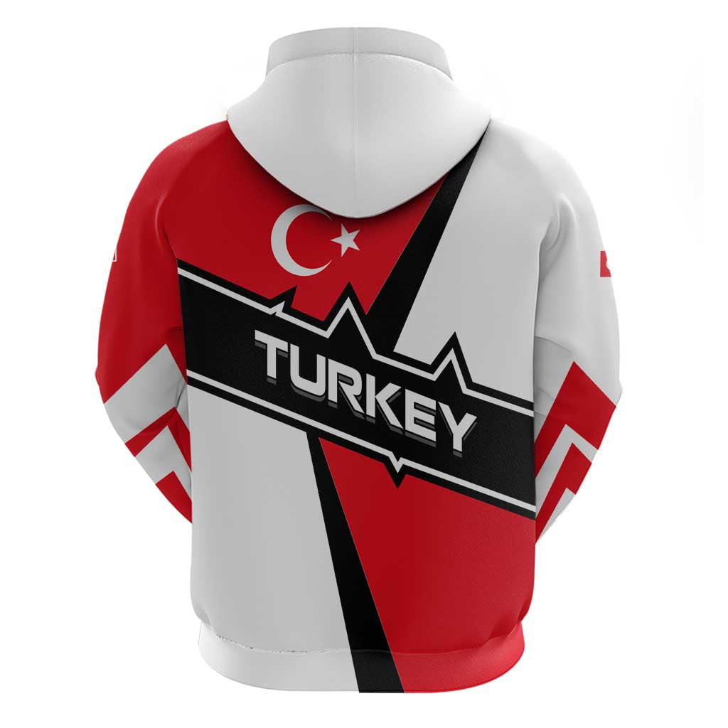 Turkey Flag and Modern Graphic Design Hoodie with Bold Red and Black Elements TS04