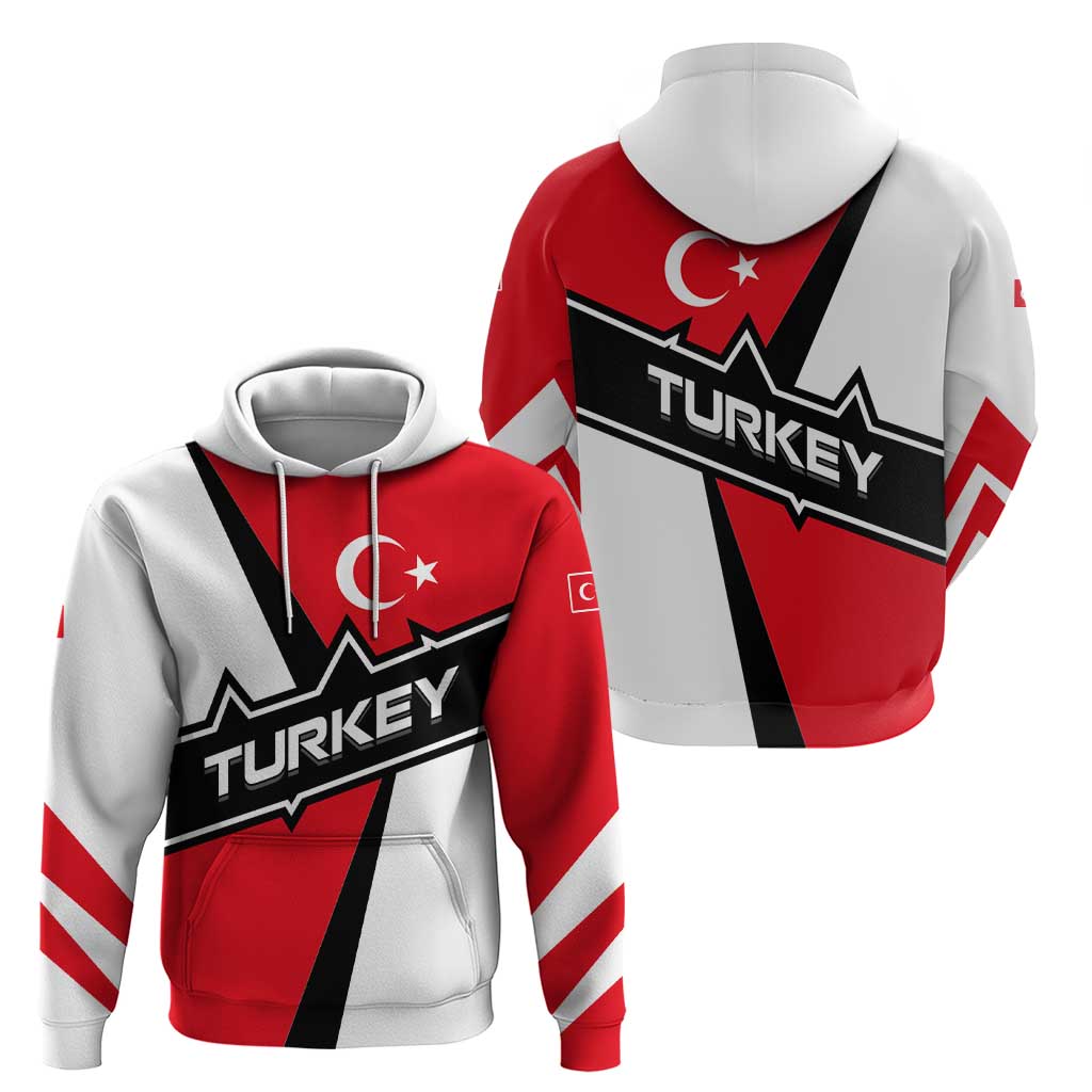 Turkey Flag and Modern Graphic Design Hoodie with Bold Red and Black Elements TS04