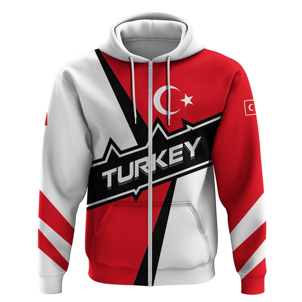 Turkey Flag and Modern Graphic Design Hoodie with Bold Red and Black Elements TS04