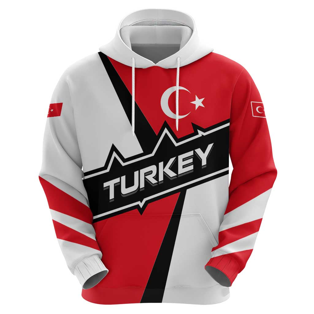 Turkey Flag and Modern Graphic Design Hoodie with Bold Red and Black Elements TS04