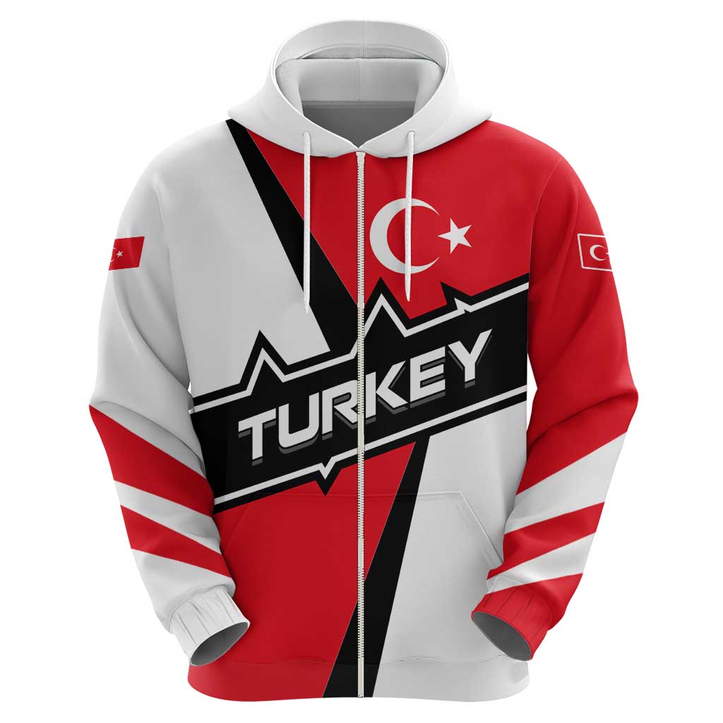 Turkey Flag and Modern Graphic Design Hoodie with Bold Red and Black Elements TS04