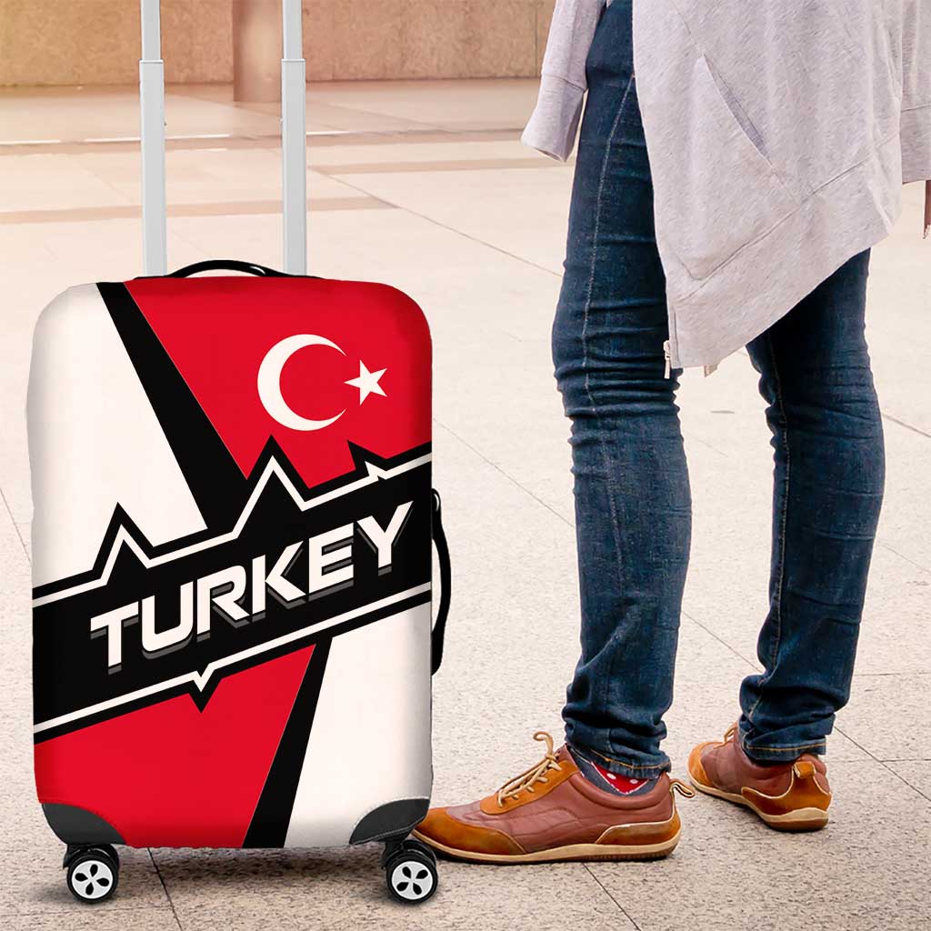 Turkey Flag and Modern Graphic Design Luggage Cover with Bold Red and Black Elements TS04