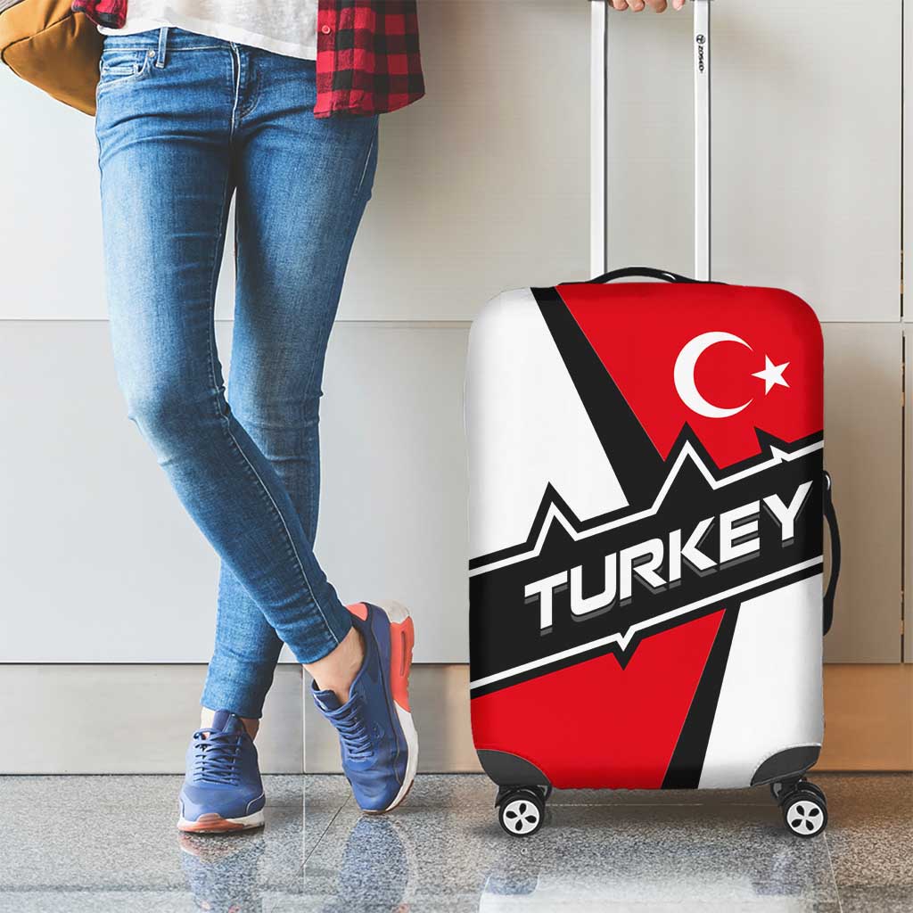 Turkey Flag and Modern Graphic Design Luggage Cover with Bold Red and Black Elements TS04