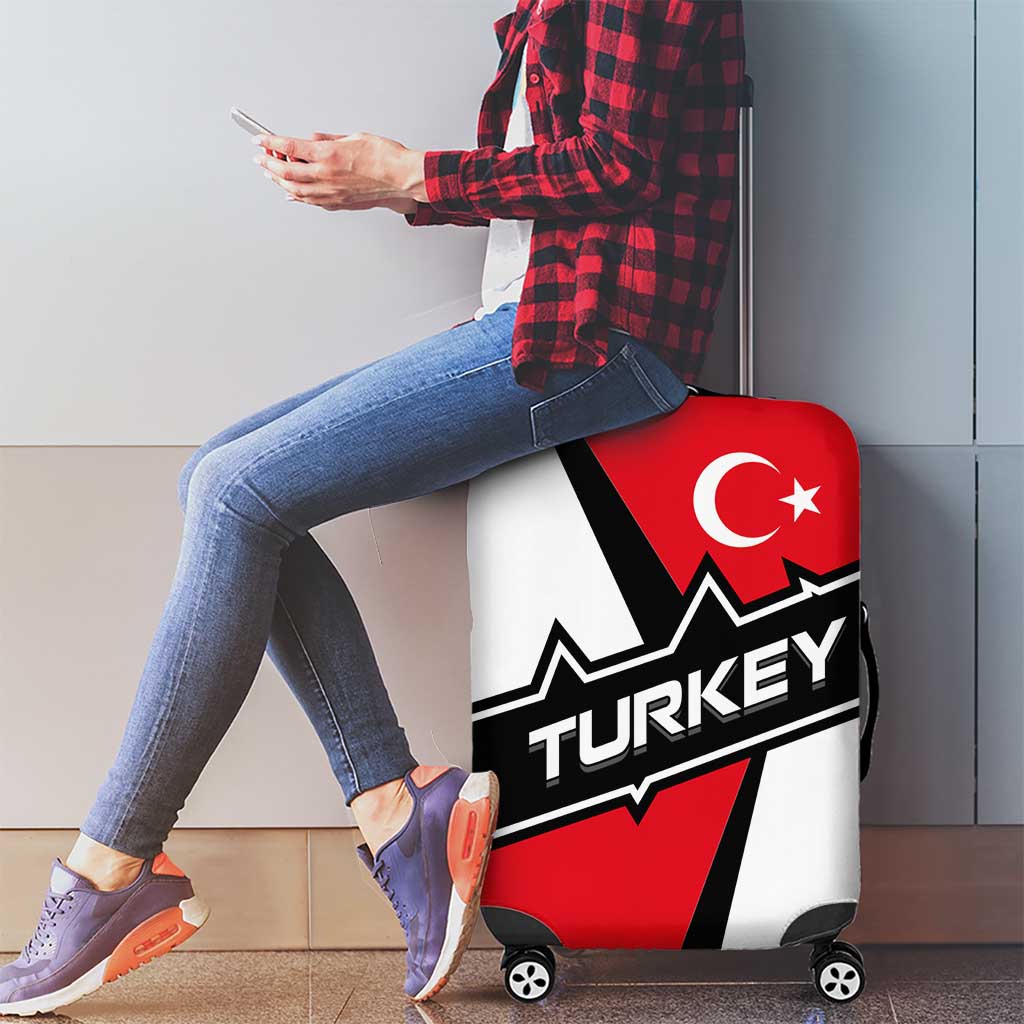 Turkey Flag and Modern Graphic Design Luggage Cover with Bold Red and Black Elements TS04