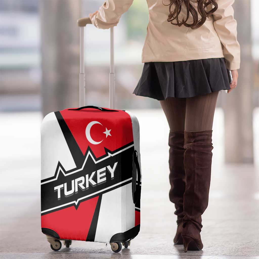 Turkey Flag and Modern Graphic Design Luggage Cover with Bold Red and Black Elements TS04