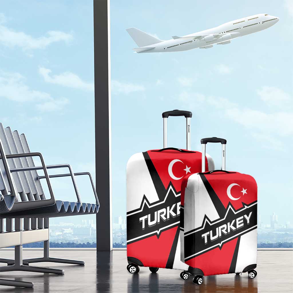 Turkey Flag and Modern Graphic Design Luggage Cover with Bold Red and Black Elements TS04