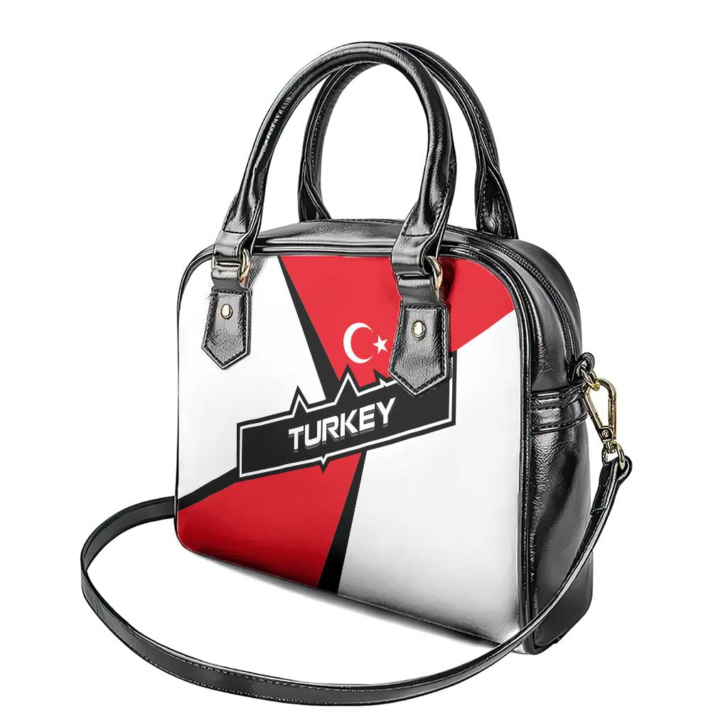Turkey Flag and Modern Graphic Design Shoulder Handbag with Bold Red and Black Elements TS04