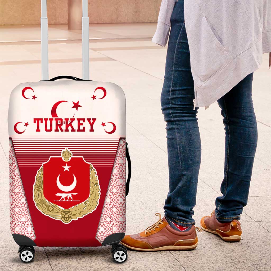 Turkey National Emblem and Cartoon Turkey Bird Luggage Cover with Red and White Gradient Design TS04