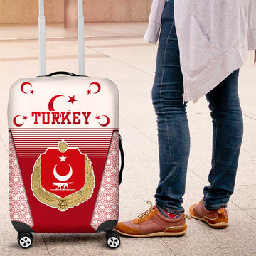 Turkey National Emblem and Cartoon Turkey Bird Luggage Cover with Red and White Gradient Design TS04