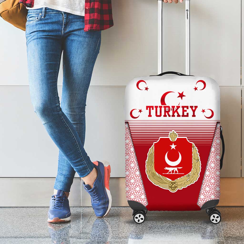 Turkey National Emblem and Cartoon Turkey Bird Luggage Cover with Red and White Gradient Design TS04