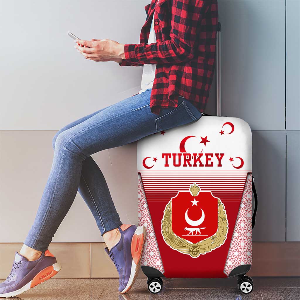 Turkey National Emblem and Cartoon Turkey Bird Luggage Cover with Red and White Gradient Design TS04