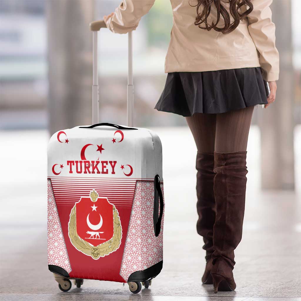 Turkey National Emblem and Cartoon Turkey Bird Luggage Cover with Red and White Gradient Design TS04